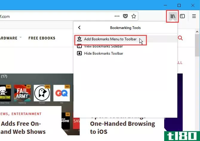 Add Bookmarks Menu to the Toolbar in Firefox