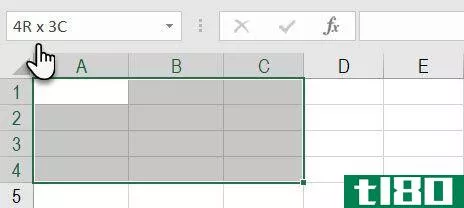 Find the number of rows and columns with the Name Box