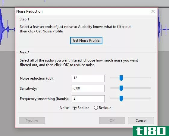 Remove background noise - Click Get Noise Profile