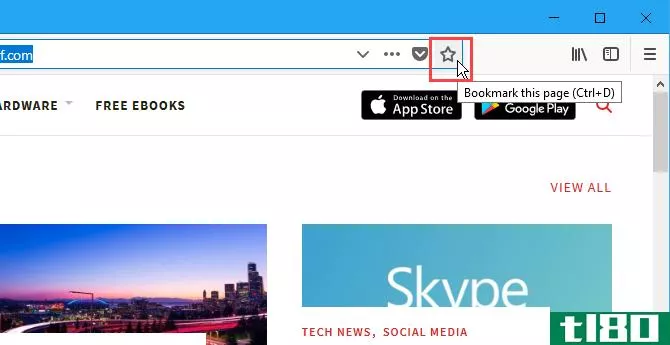 The Bookmark this page star on the address bar in Firefox