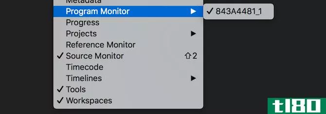 Premiere Pro program monitor menu items