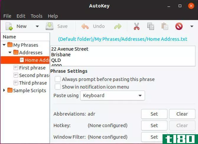 Setting up a snippet in AutoKey