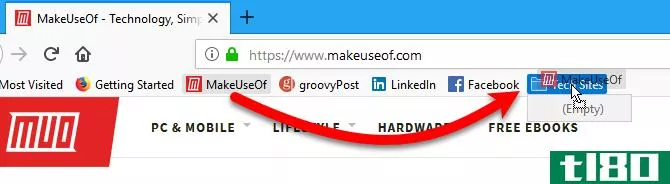 Drag a bookmark into a folder on the Bookmarks bar in Firefox