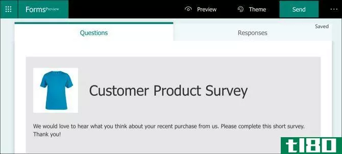 Microsoft Forms survey name, description, and image