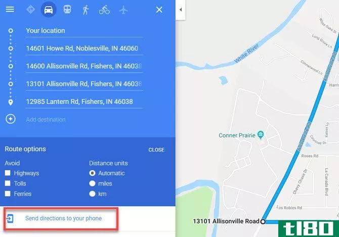 Google Maps Send Route to Phone