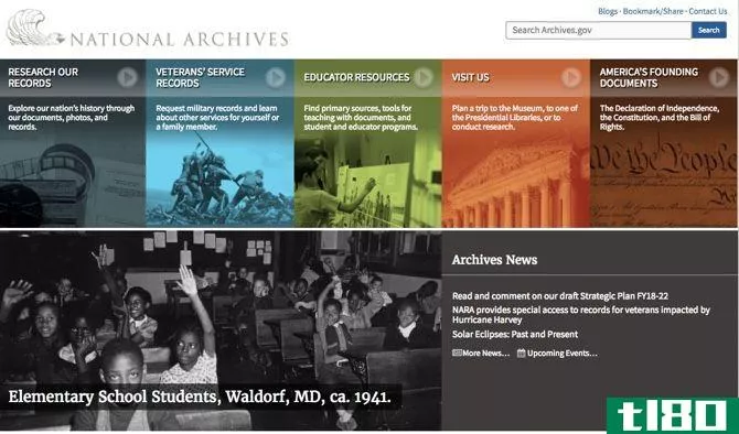 The National Archives and Records Administration website
