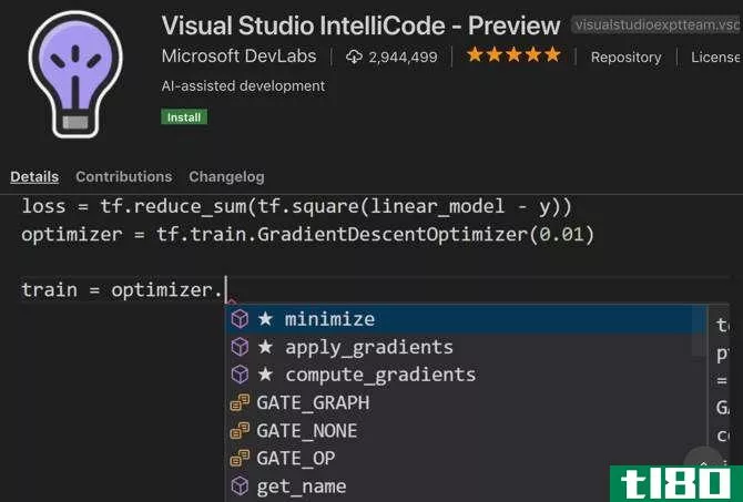 Visual Studio Intellicode extension for Visual Studio Code