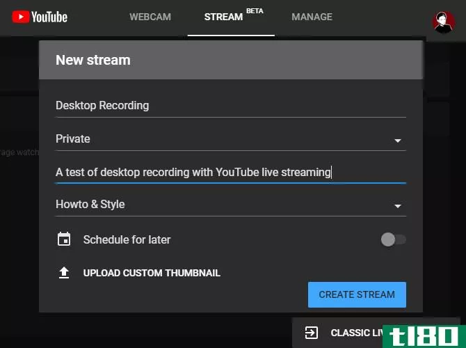 YouTube Classic Live Streaming Button