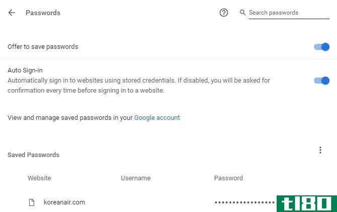 Stored passwords in Chrome