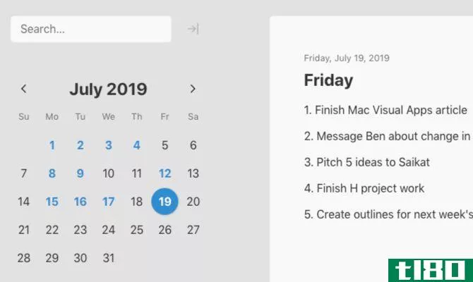 Mini Diary app view on Mac