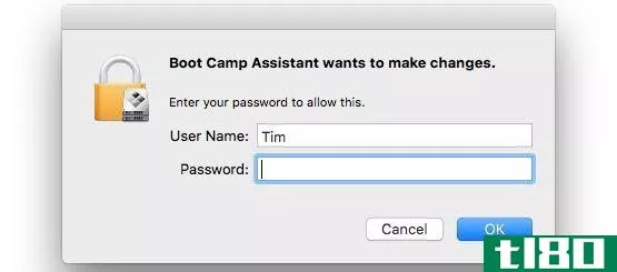 Boot Camp Assistant Password
