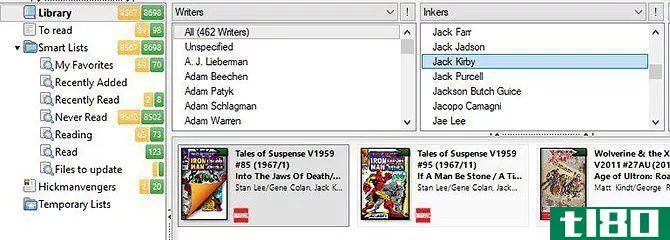 Organize comics with ComicRack - filtered