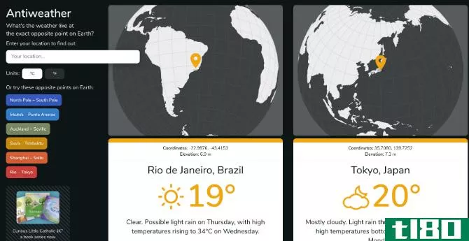 Antiweather shows you the weather on the other side of the earth