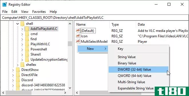 windows registry new dword