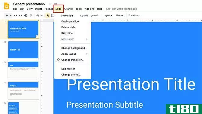 How to Create a Presentation Google Slides Slide Menu