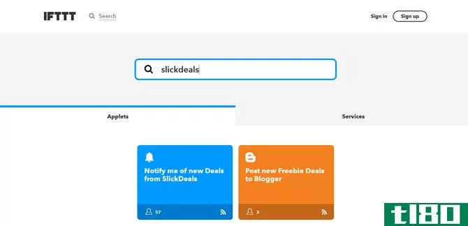 IFTTT Applet Search Page Results for SlickDeals