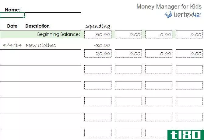 kids money manager free spreadsheet