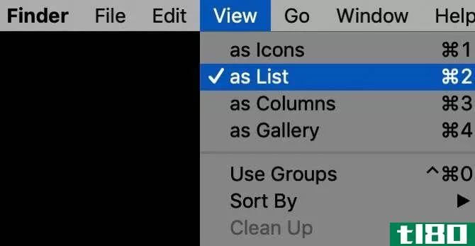 Selecting View as List for macOS Finder