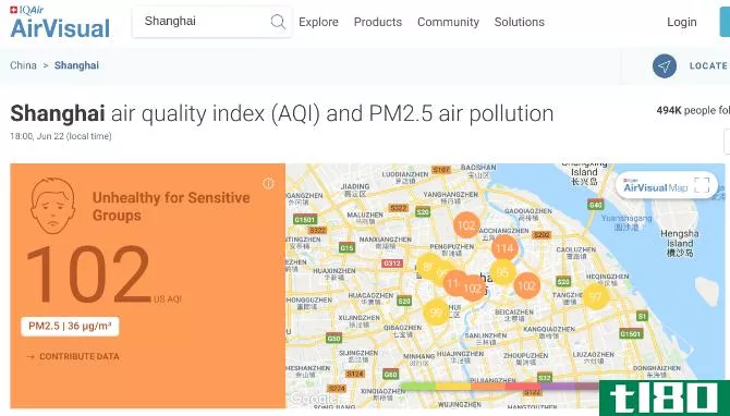 AirVisual shows the air quality index in any city as well as particular parts of the city