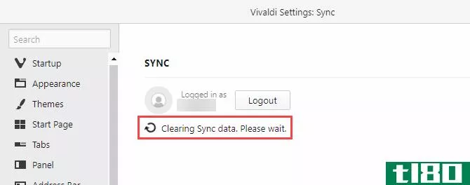 Clearing sync data message in Vivaldi