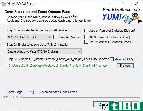 YUMI can create a bootable USB from an ISO file