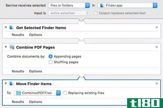 Service in Automator on Mac for combining multiple PDF files into one