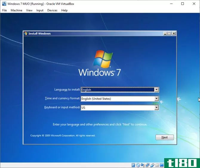 windows 7 virtual machine install os