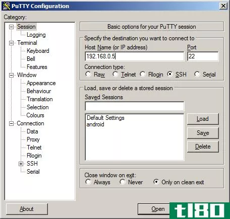 PuTTY enables SSH connecti*** on Windows