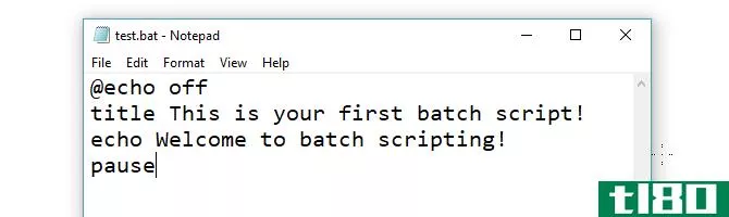 Test Bat File written in Notepad