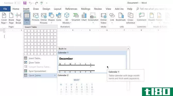 Microsoft Word-Insert Table