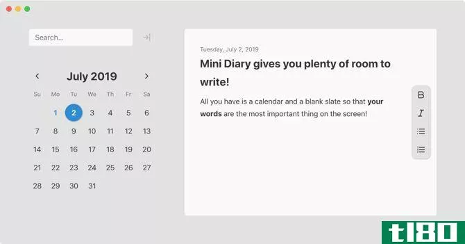 Mini Diary journal entry on Mac