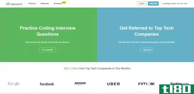 homepage of interviewbit