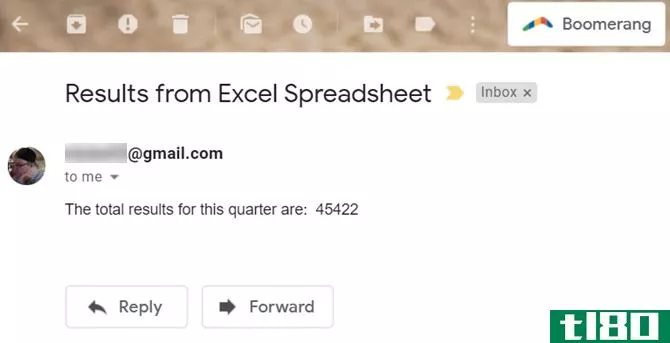 excel email received