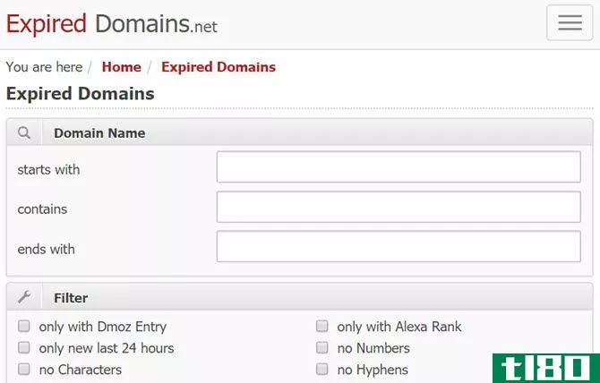expireddomains domain search