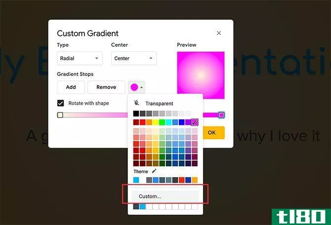 Google Slides Gradient Custom Color Stop