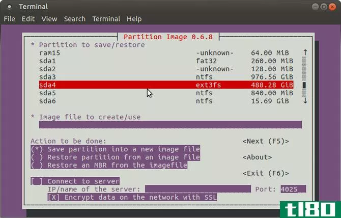 Create a Linux disk image for backup