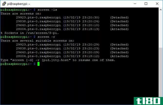 GNU Screen Terminal Screen Reattach List