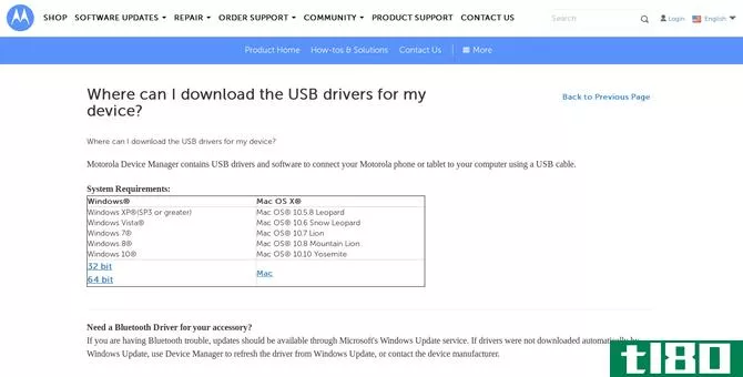 Motorola's drivers page for Motorola devices