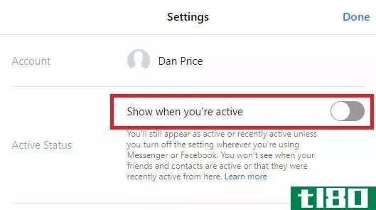 facebook messenger active status toggle