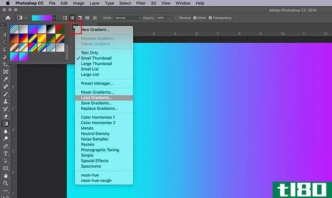 Creating Custom Gradient in Photoshop Load Gradient