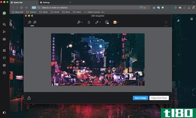 Screenshot tool Opera editing