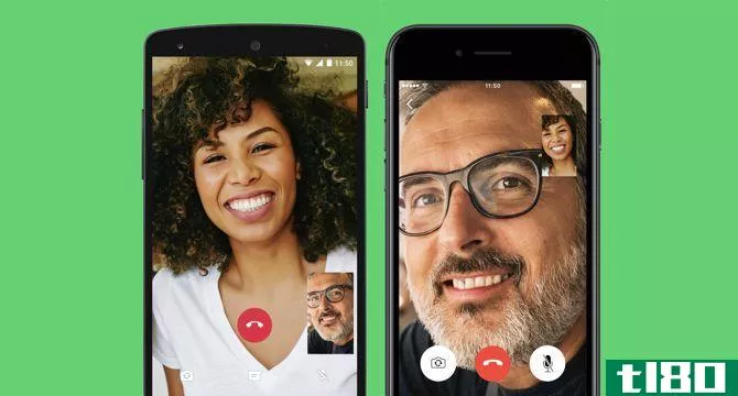 image depicting whatsapp video call in progress on two screens