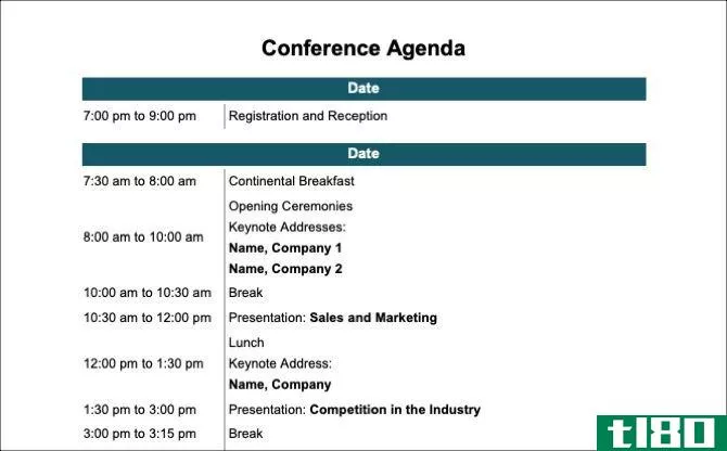 Conference meeting agenda