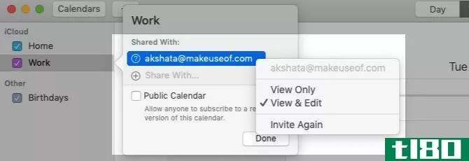 Shared calendar in Apple Calendar on Mac