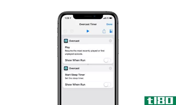 iOS 12 shortcuts overcast timer