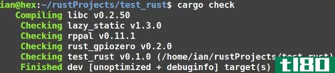 Cargo check will check code for errors and install dependencies