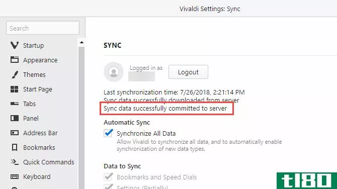 Sync data successfully committed to server in Vivaldi