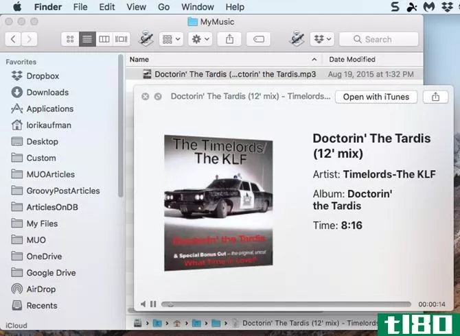 Play an audio file using Quick Look in Finder on Mac