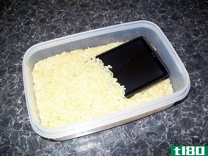 Submerge a wet phone or tablet in rice to save it from water damage