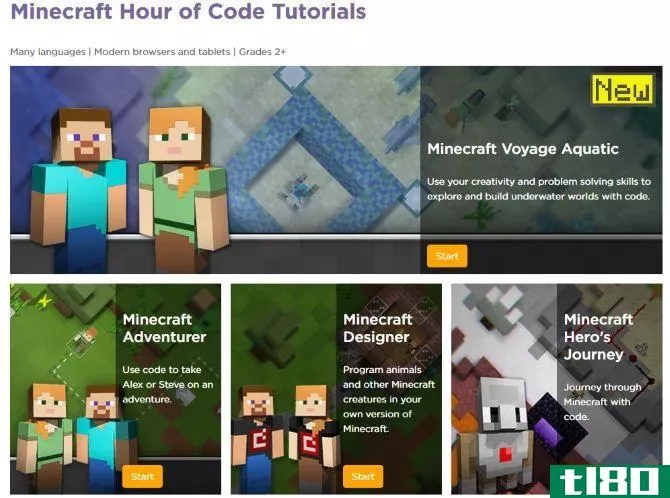 Choose from four Minecraft Hour of Code tutorials